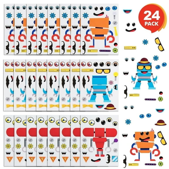 ArtCreativity Make Your Own Robot Stickers – 24-Pack Kids Craft Sheets – Fun Stickers for Kids, Toddlers & Scrapbook Supplies
