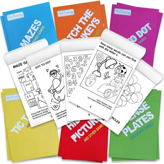 ArtCreativity Mini Activity Books for Kids - Set of 12, 30-Page Assorted Workbooks, Fun Road Trip Travel Games, Educational Party Favors, Toddler Books for Boys and Girls