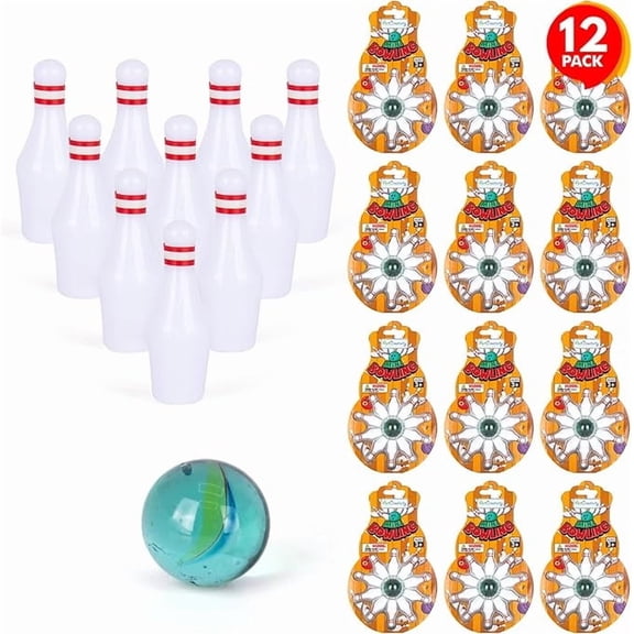 ArtCreativity Mini Bowling Game  Set of 12 Sports Toys & Party Favors  Fun Bowling Set for Kids & Adults, Great Goodie Bag Fillers