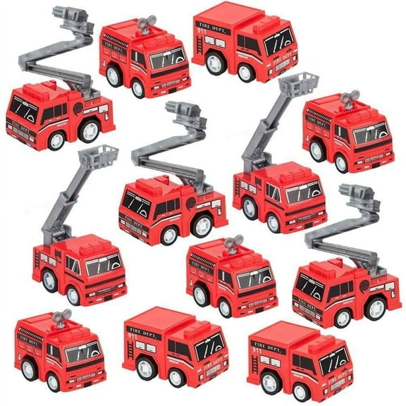 ArtCreativity Mini Pullback Fire Truck – Bulk pack of 24 Fire Engine Toys – Fun Boy for Ages 3+
