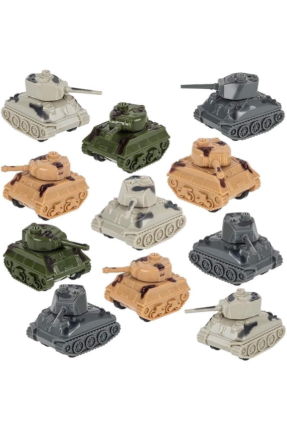 Mini PullBack Tank Vehicles 24Pack Toy Tanks Action Military Vehicles with Character Group for Boys & Girls Ages 3+ Party Favors