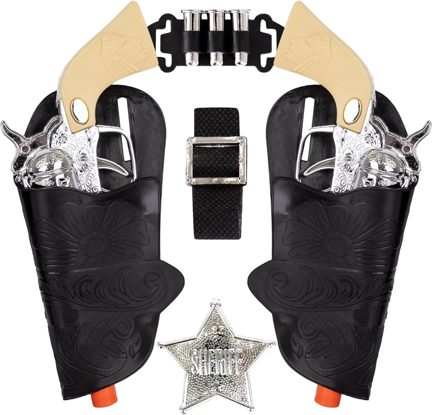 ArtCreativity Western Cowboy Toy Gun and Holster Set for Kids, Sheriff Badge and Belt Party Favors, Ages 3+