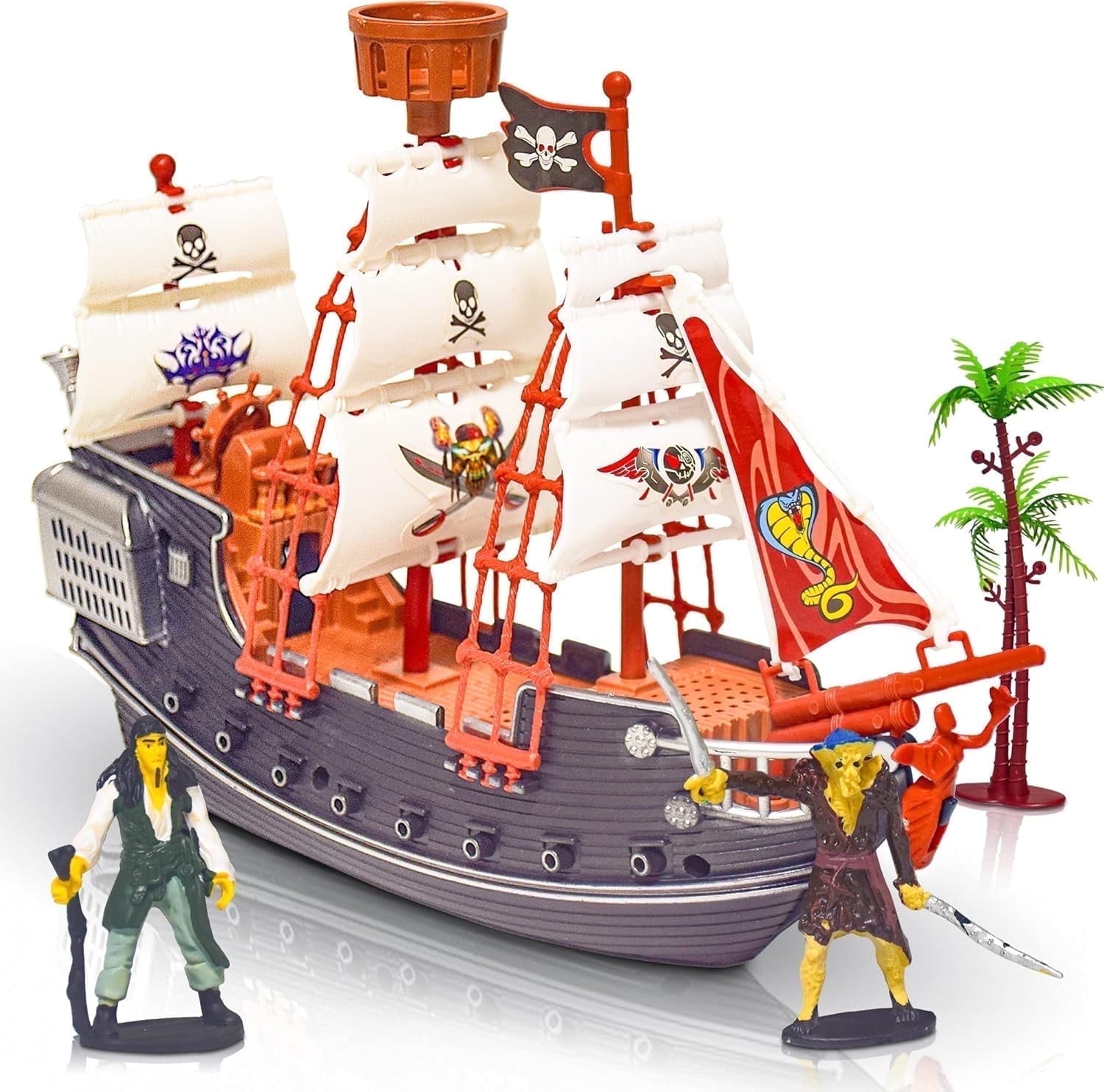 ArtCreativity Pirate Action Figures & Toy Boat 12-Pack Pirate Ship Toy Set with 10 Figures, Perfect Pirate Toys for Kids Ages 3+