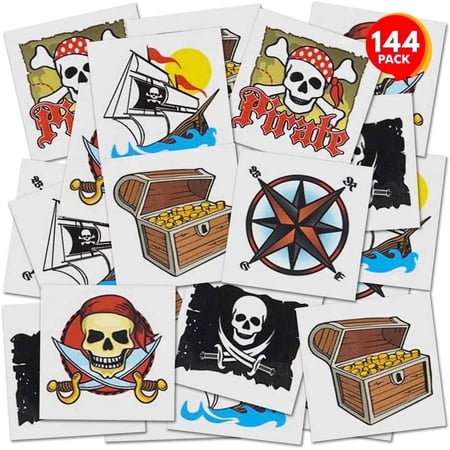 ArtCreativity 144-Piece Pirate Temporary Tattoos for Kids Ages 3+ – Assorted Bulk Party Favors Fun Body Art price history and forecast - ArtCreativity