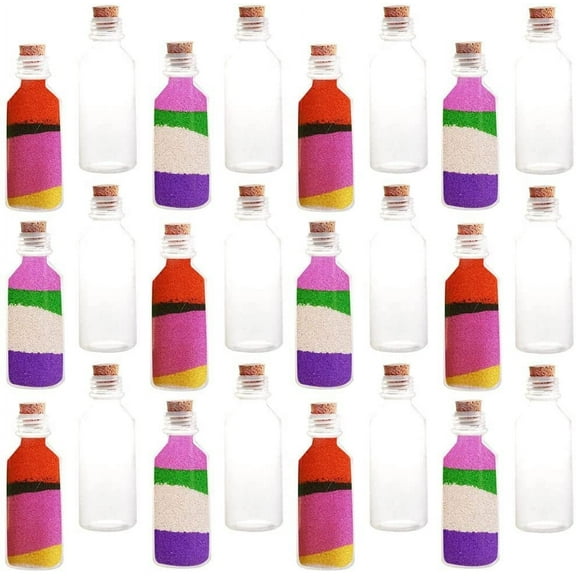 ArtCreativity Plastic Sand Art Bottles with Corks, Pack of 24, Clear for Crafts, Bulk Containers, Invitations, Party