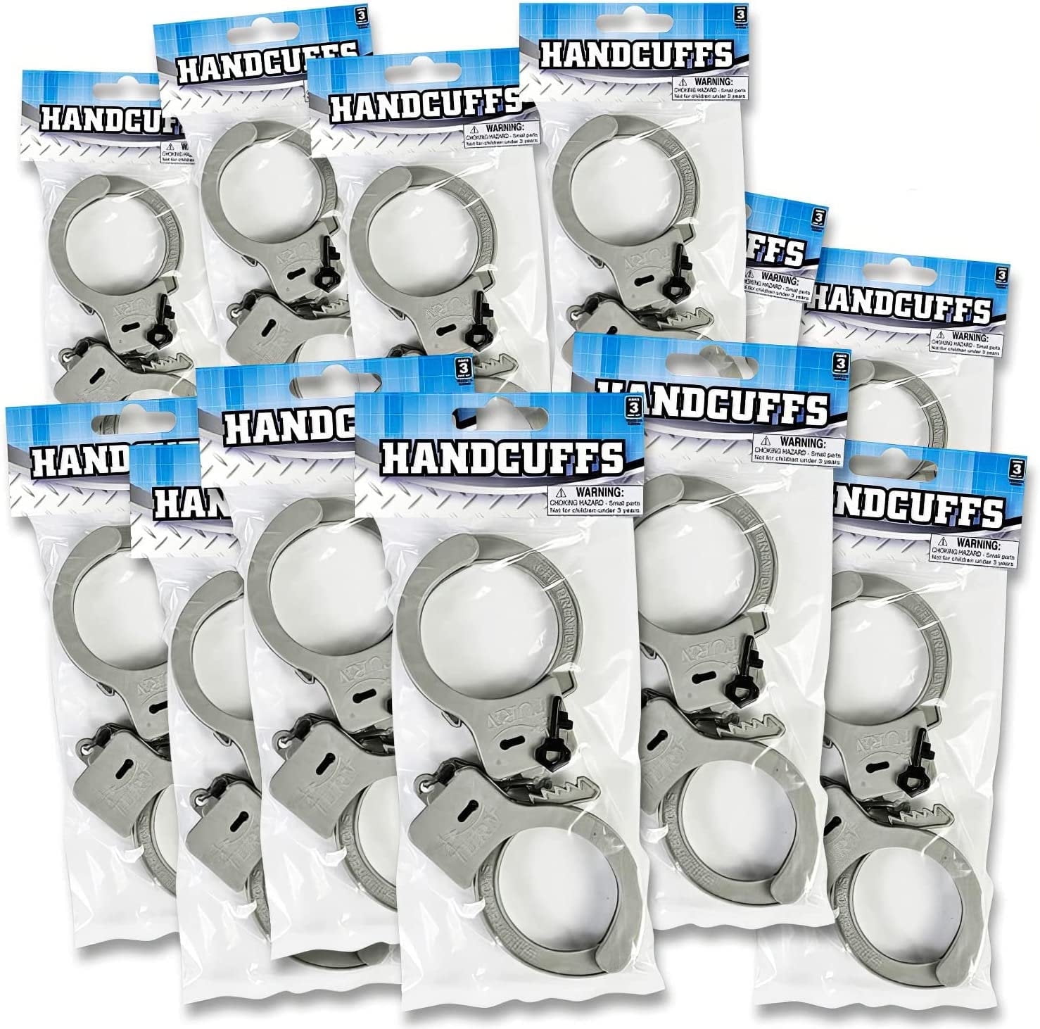 ArtCreativity Plastic Toy Handcuffs Set - Pack of 12, Includes One Key per Pack - Police Toys, Fun Party Favor, Stage or Costume Prop, Goody Bag Filler, Gift for Boys and Girls