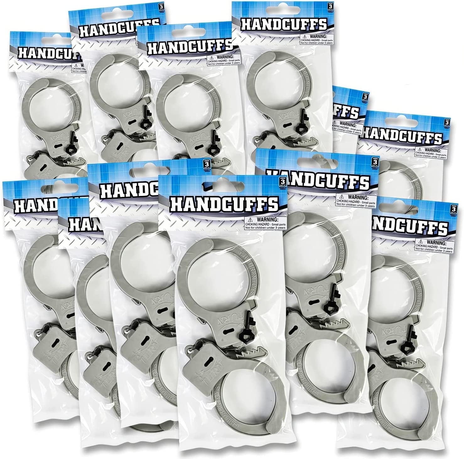 ArtCreativity Plastic Toy Handcuffs Set - Pack of 12, Police Toys