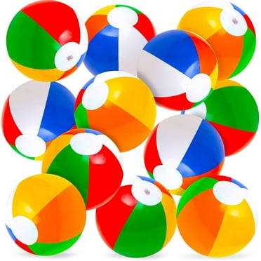 ArtCreativity Rainbow Inflatable 12" Beach Balls, Pack of 12 Fun Bouncy Balls