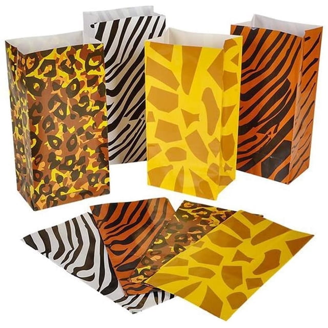 Virtual Safari ArtCreativity Safari Party Favor Bags β 12-pack Animal Print Goody Bags ...