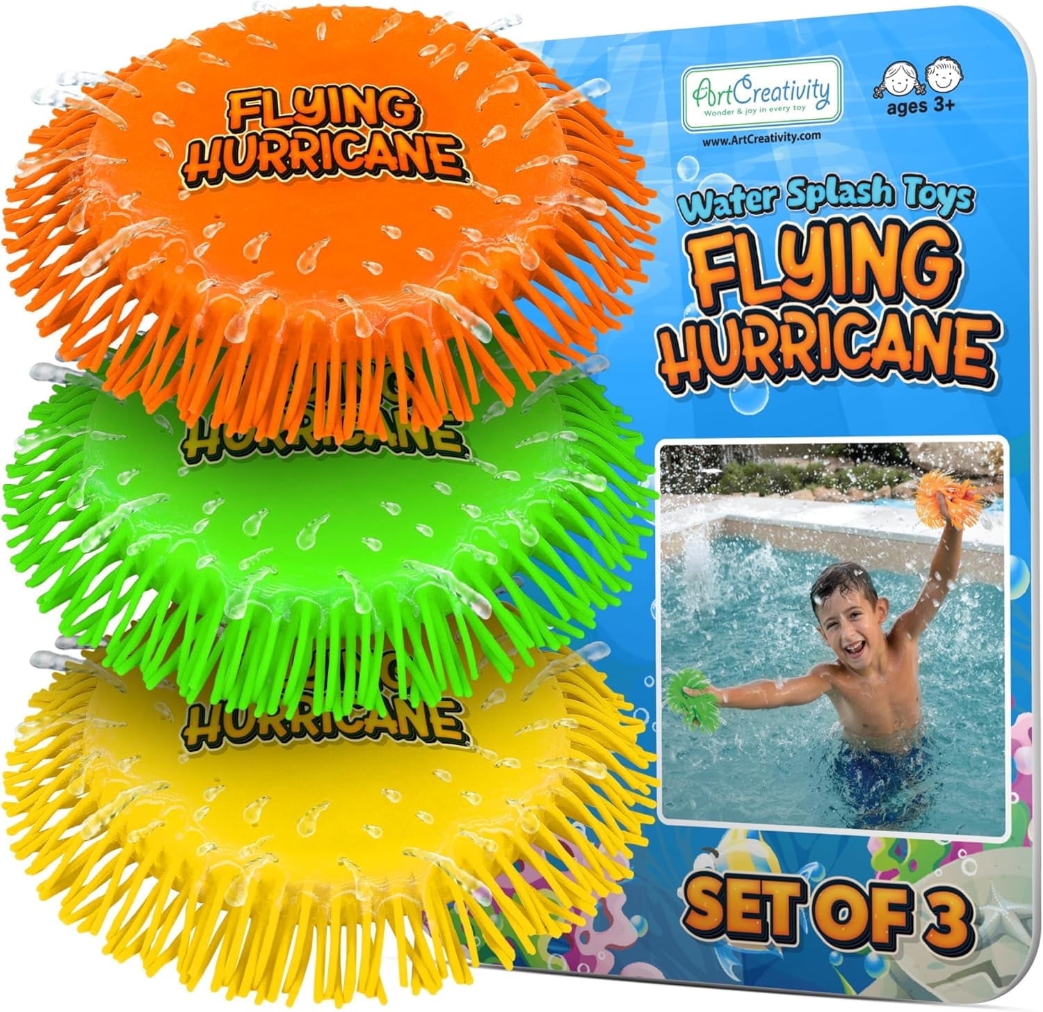 ArtCreativity Splash Water Flying Disc Set of 3 – Soft Frisbee Pool ...