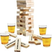 ArtCreativity Stackable Tumbling Tower Game - Fun Party Game for Family and Kids, 4 Glasses, 60 Wooden Blocks