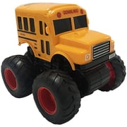 ArtCreativity Yellow School Bus Toy with Black Monster Truck Tires, Push n Go Toy