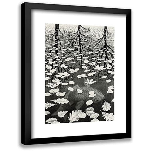G3C8092LArtDirect Three Worlds by MC Escher 16x13 Framed Art Print