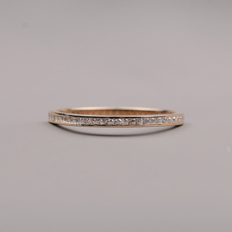 ArtDreamsIN 1.7MM Channel Setting Round Moissanite Wedding Band, 10K ...