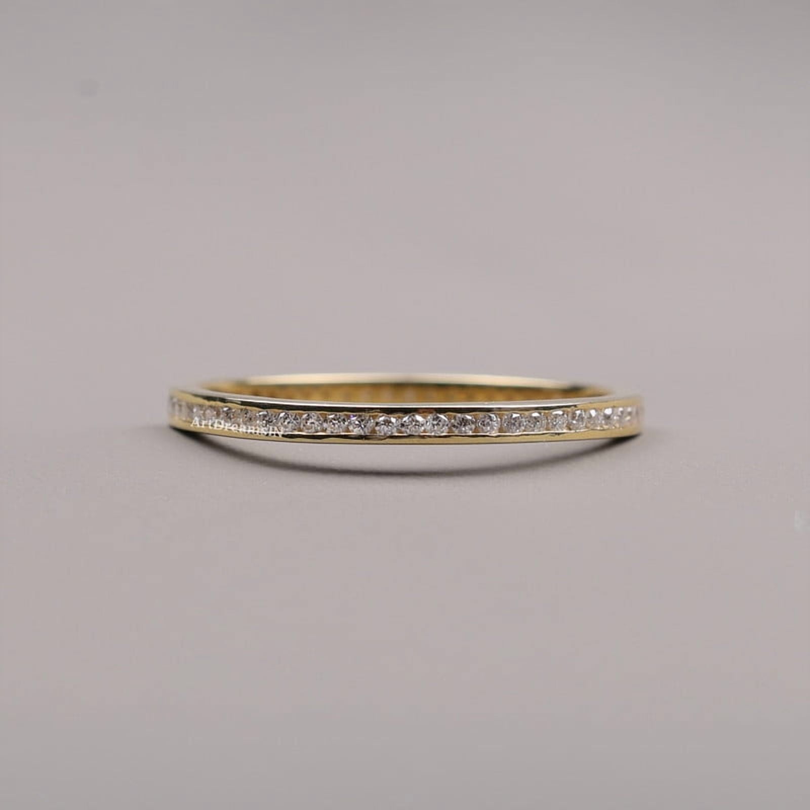 ArtDreamsIN 1.7MM Channel Setting Round Moissanite Wedding Band, 14K ...