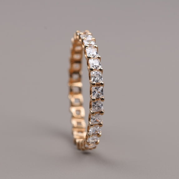Goldeden Rose ArtDreamsIN 2.5MM Princess Moissanite Eternity Weddding Band, 10K Rose ...