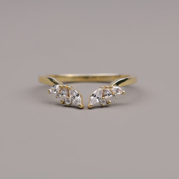 ArtDreamsIN Marquise and Round Curved Moissanite Wedding Band, 10K ArtDreamsIN Marquise and Round Curved Moissanite Wedding Band, 10K