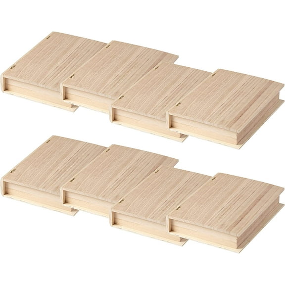 ArtMinds 9.75" Unfinished Wooden Book Box by Make Market - Ready-To-Decorate Wood Box for Trinkets, Coins, Jewlery, Valuables - Bulk 8 Pack