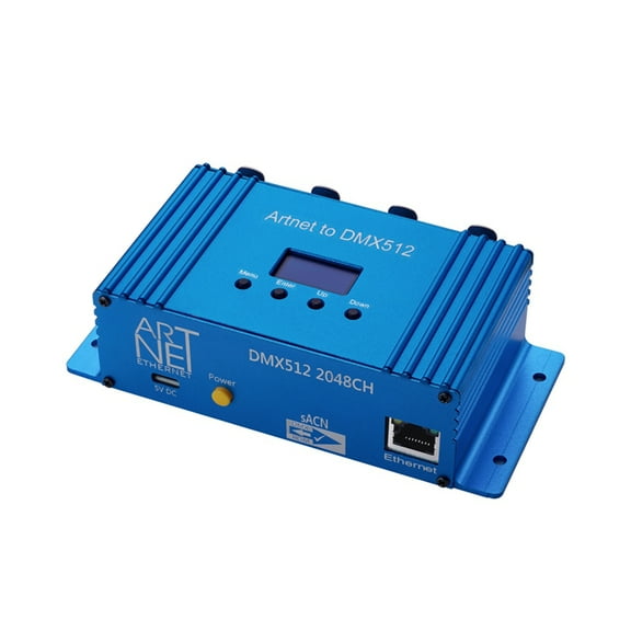 ArtNet DMX512 Ethernet Lighting Controller Interface LED Display 4 Ports 2048CH,1 * Ethernet Lighting Controller,Blue