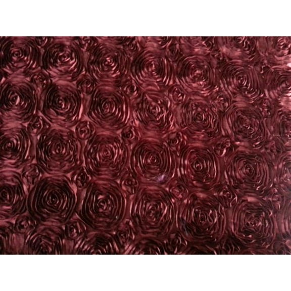ArtOFabric Satin Rosette Tablecloth. 54 Inches X 108 Inches - Burgundy