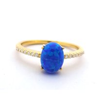 ArtPlacerMitika Blue Opal Ring, Fire Opal Ring, 925 Sterling Silver, Engagement Wedding Ring, Vintage Opal Ring, Mexican Opal Ring, Minimalist Jewelry