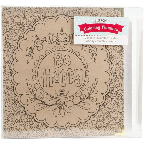 ArtPlay Kraft 3-Ring Binder Planner 8"X10"-Be Happy, Pk 1, Adorn-It