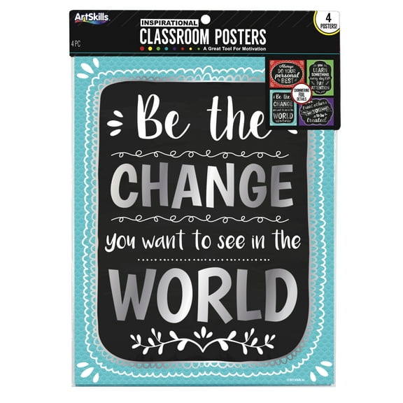 ArtSkills 11" x 14" Multi-Color Inspirational Quote Classroom Posters, 4 Styles