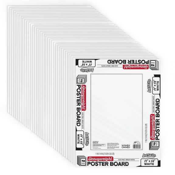 ArtSkills 11” x 14” Poster Board, Heavyweight White Poster Boards for Vision Boards, School Projects, Presentations, Arts and Crafts, 72-Pack