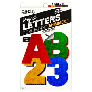 Multicolor Small Mixed Print & Script Glitter Letter Stickers - (228 pcs)