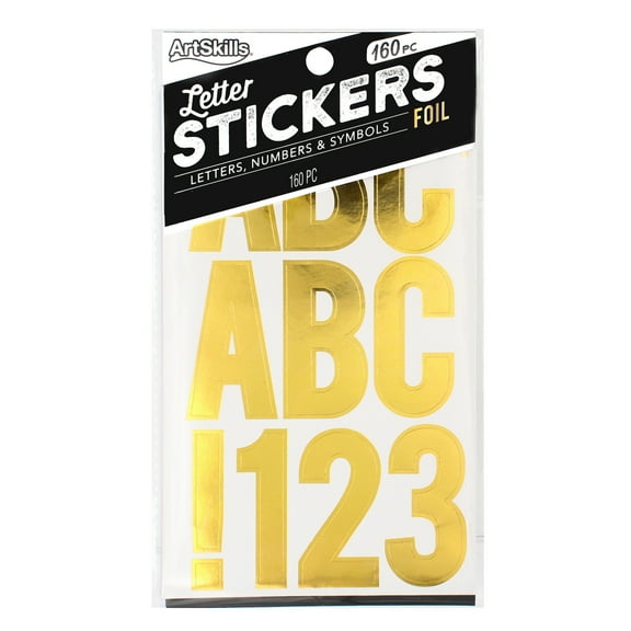 ArtSkills 2" Metallic Gold Foil Letter and Number Stickers, 160 Pieces