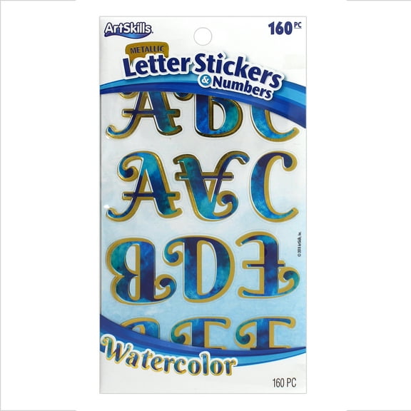 ArtSkills 2" Watercolor Letter and Number Stickers, 3 Packs of 160