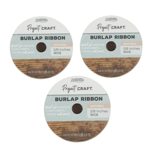 ArtSkills 3 Rolls of 5/8 Brown Burlap Ribbon for Home Dcor, Arts and Crafts, 15 Yards Total