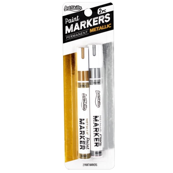 ArtSkills 5.75" Broad Line Metallic Silver and Gold Permanent Markers