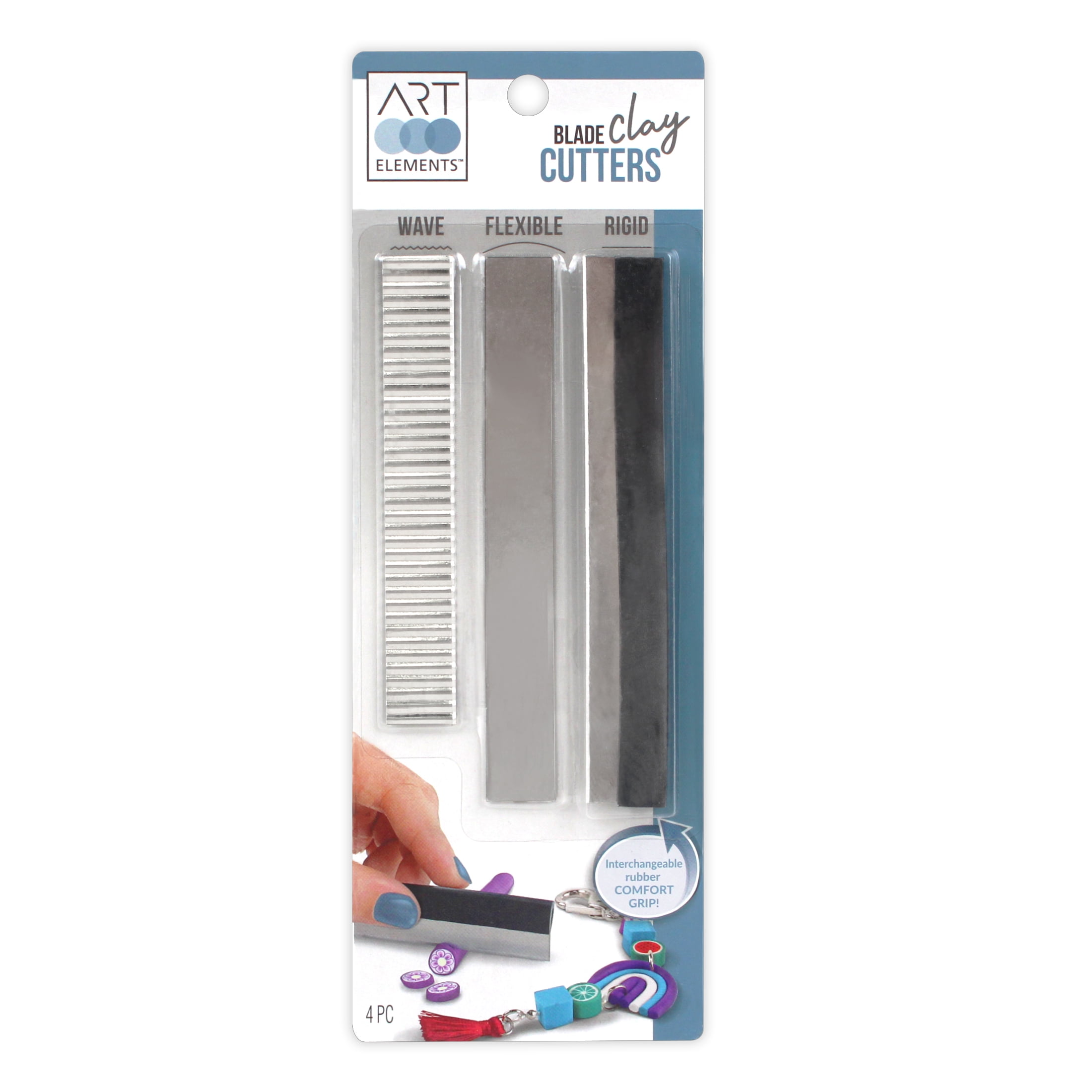 ArtSkills - Art Elements Clay Cutting Blades - 3 Stainless Steel Craft Cutters with Rubber Handle