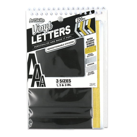 ArtSkills Assorted Adhesive Vinyl Letters, 220 Pcs