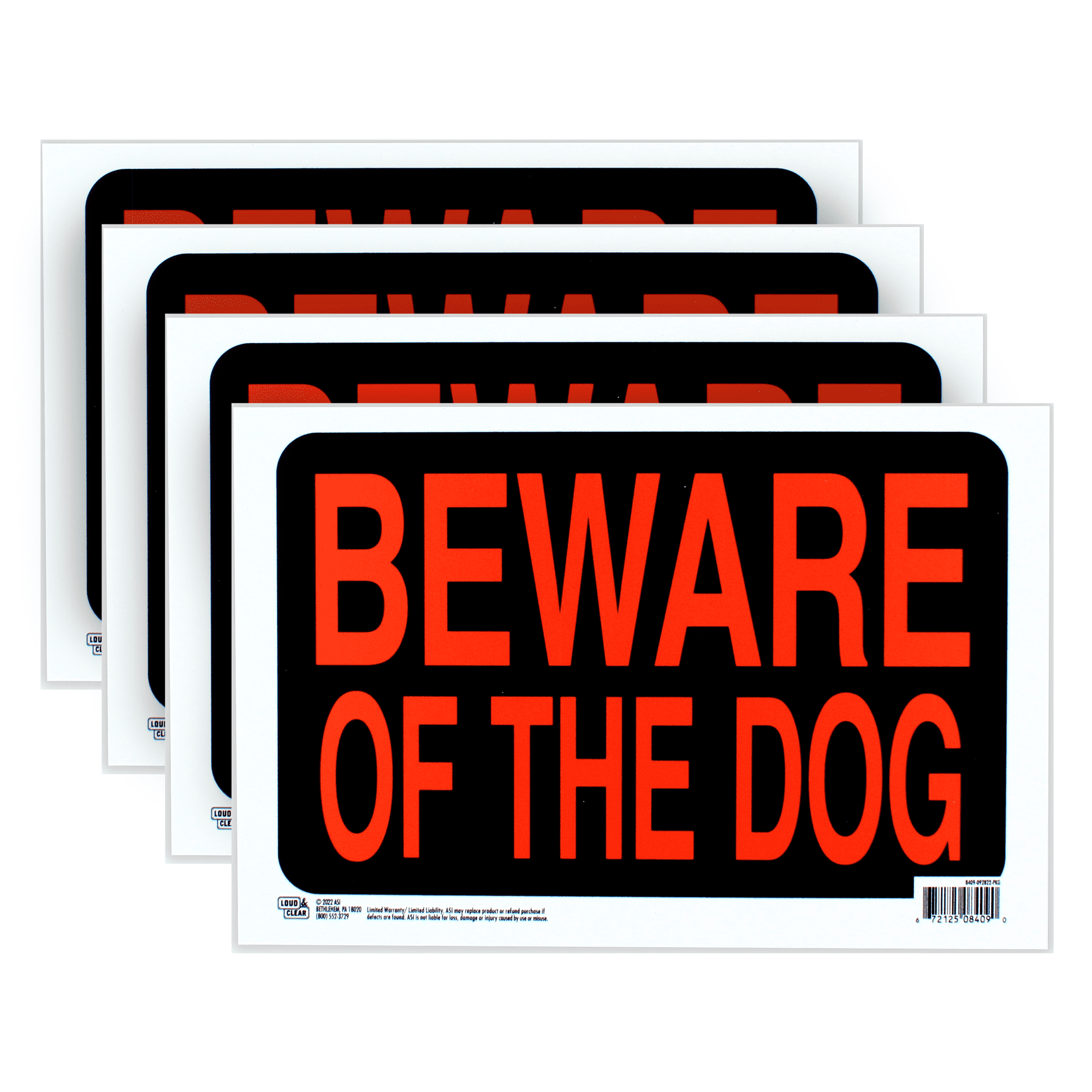 ArtSkills Beware of Dog Sign, 12x8 inches, 4 Pack -Beware of the Dog ...