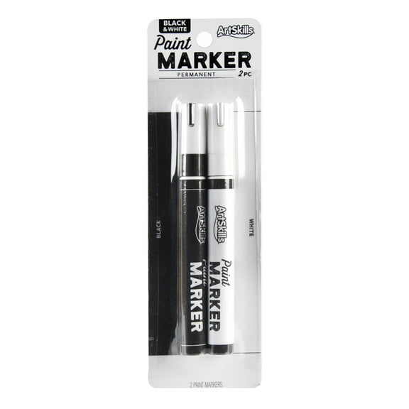 ArtSkills Black and White Paint Markers, Permanent Markers for Crafts and Projects, 2Pc