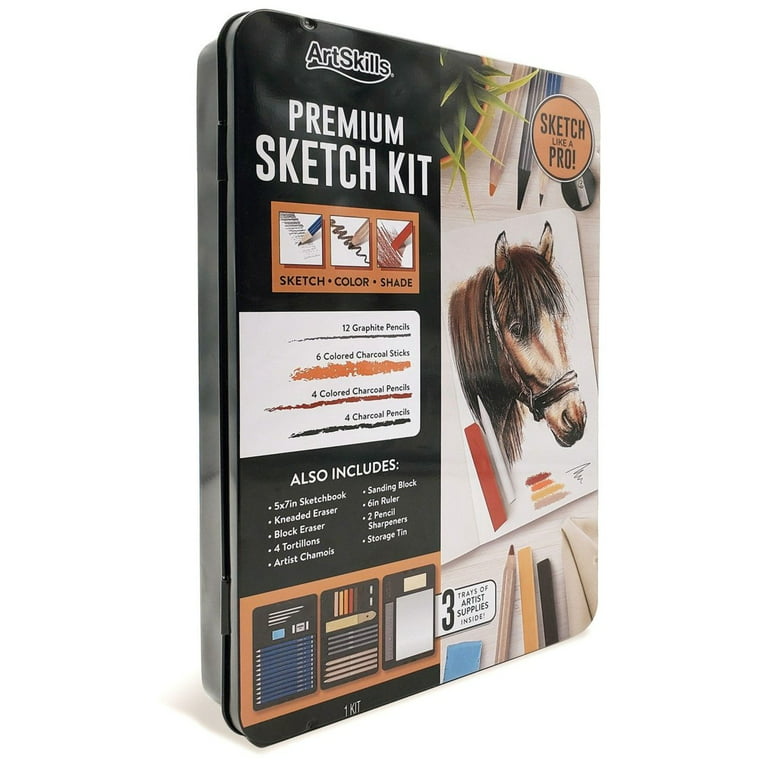 ArtSkills Sketch Kit, Art Sets for Adults with Pencil Set and Charcoal Art  Supplies, Shading Pencils for Sketching, Charcoal for Drawing, Professional