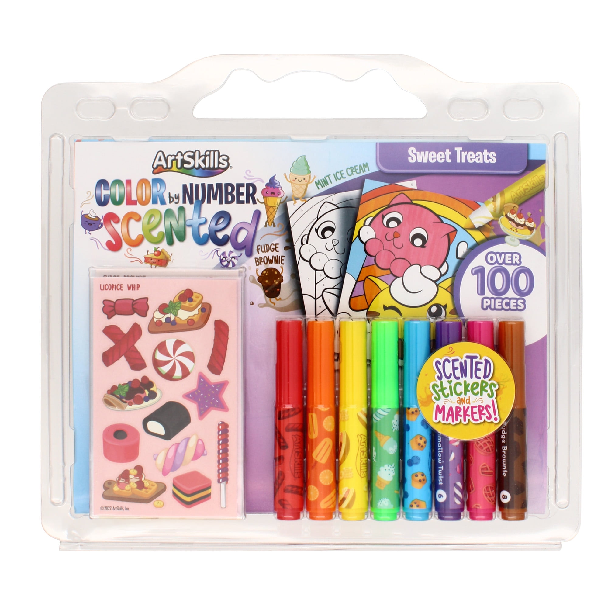 ArtSkills Color by Number Coloring Book for Kids, Scented Markers and  Stickers, Sweet Treats, 16 Pages 