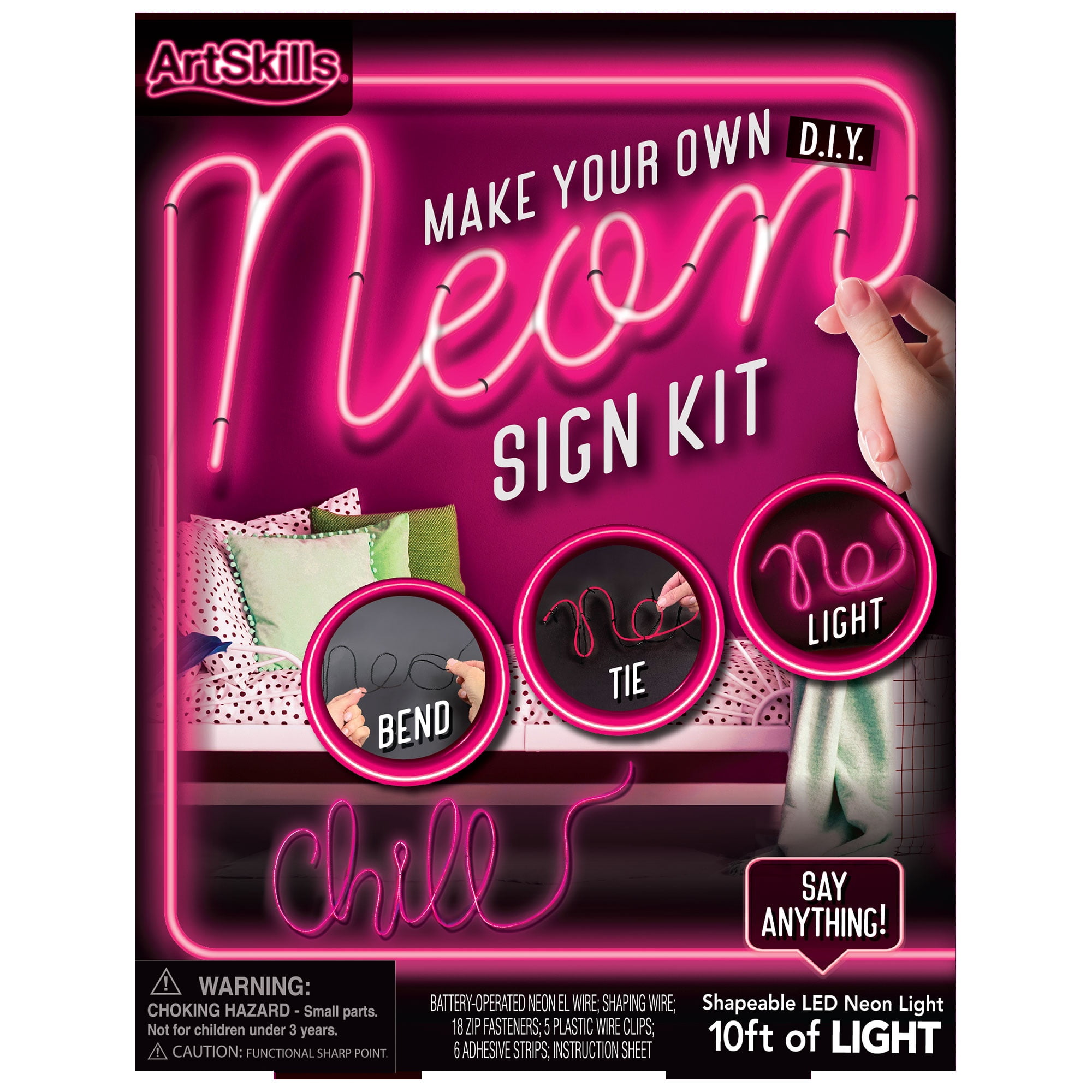 ArtSkills Custom Pink Neon Sign Craft Kit for Bedroom, Wall Dcor, 32 Pieces