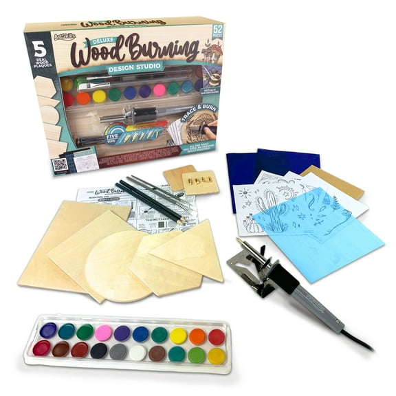 ArtSkills Deluxe Wood Burning Kit for Beginners with Adjustable Temperature Wood Burning Tool & Tips, Adult Crafts