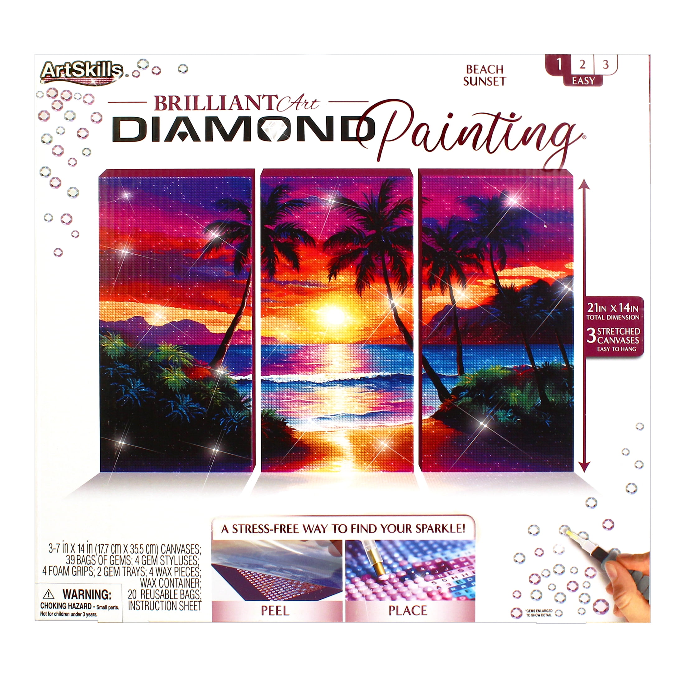 ArtSkills Diamond Art Painting Kit for Adults, Beach Sunset