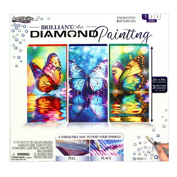 ArtSkills Diamond Art Painting Kit for Adults, Enchanted Butterflies