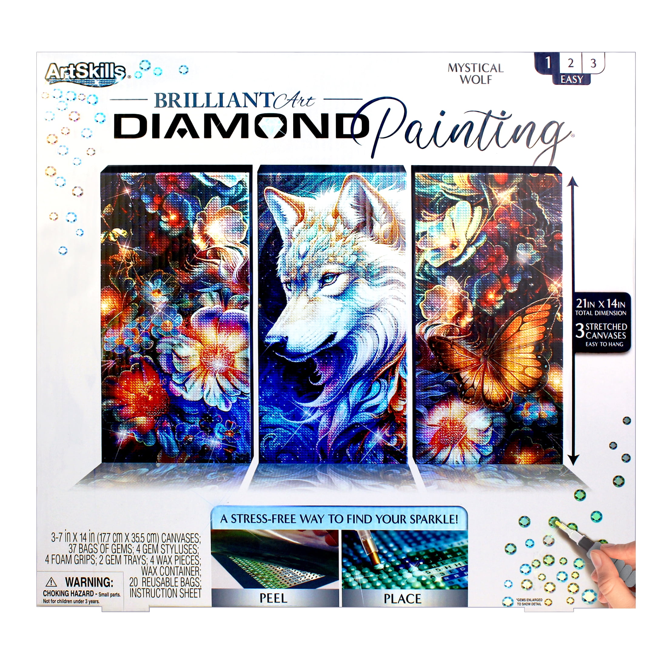 ArtSkills Diamond Art Painting Kit for Adults, Mystical Wolf