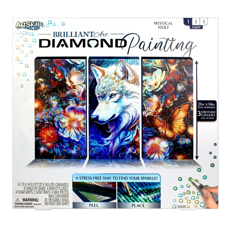 ArtSkills Diamond Art Painting Kit for Adults, Mystical Wolf