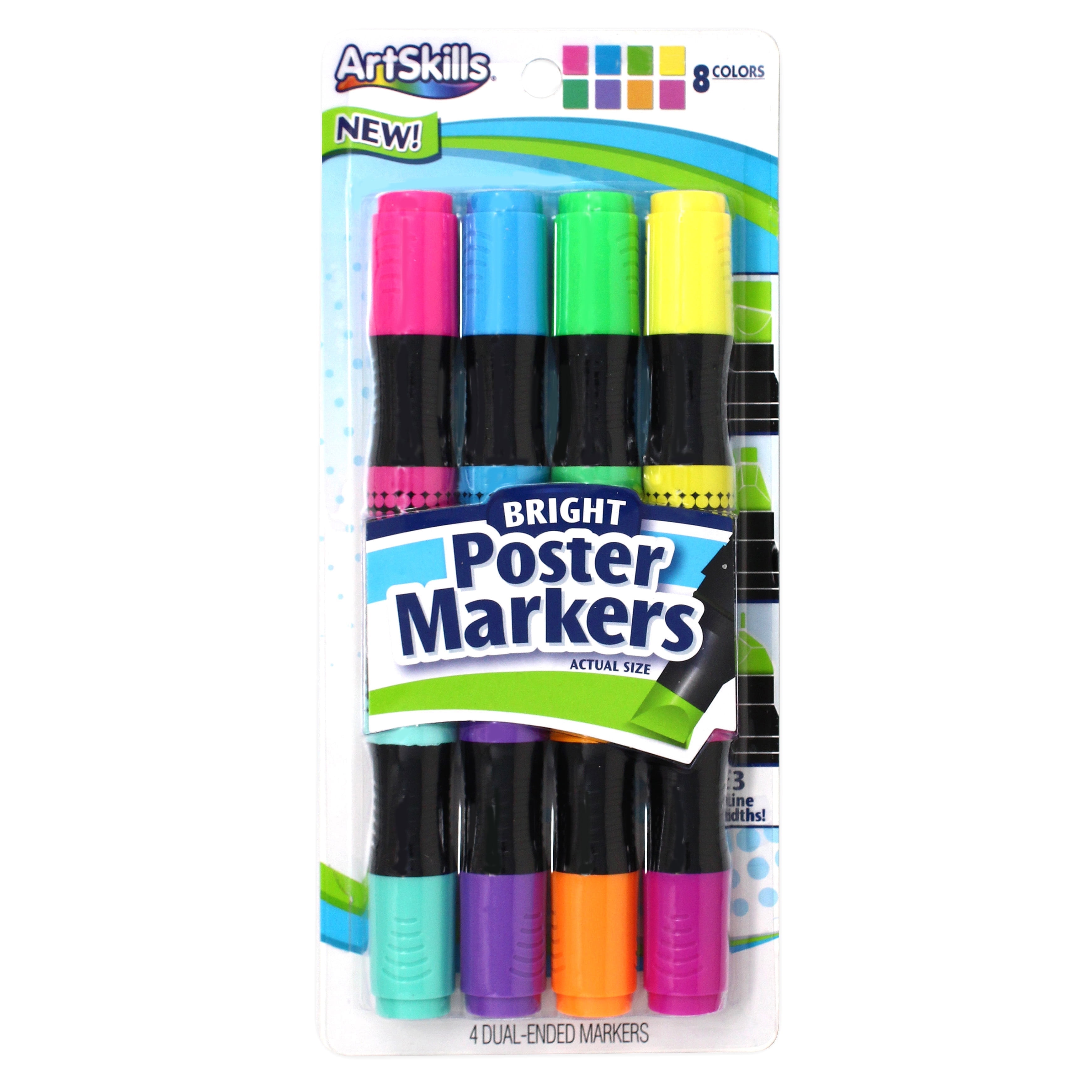 ArtSkills Dual-Ended Bright Poster Markers for Kids & Adults, 4 Count