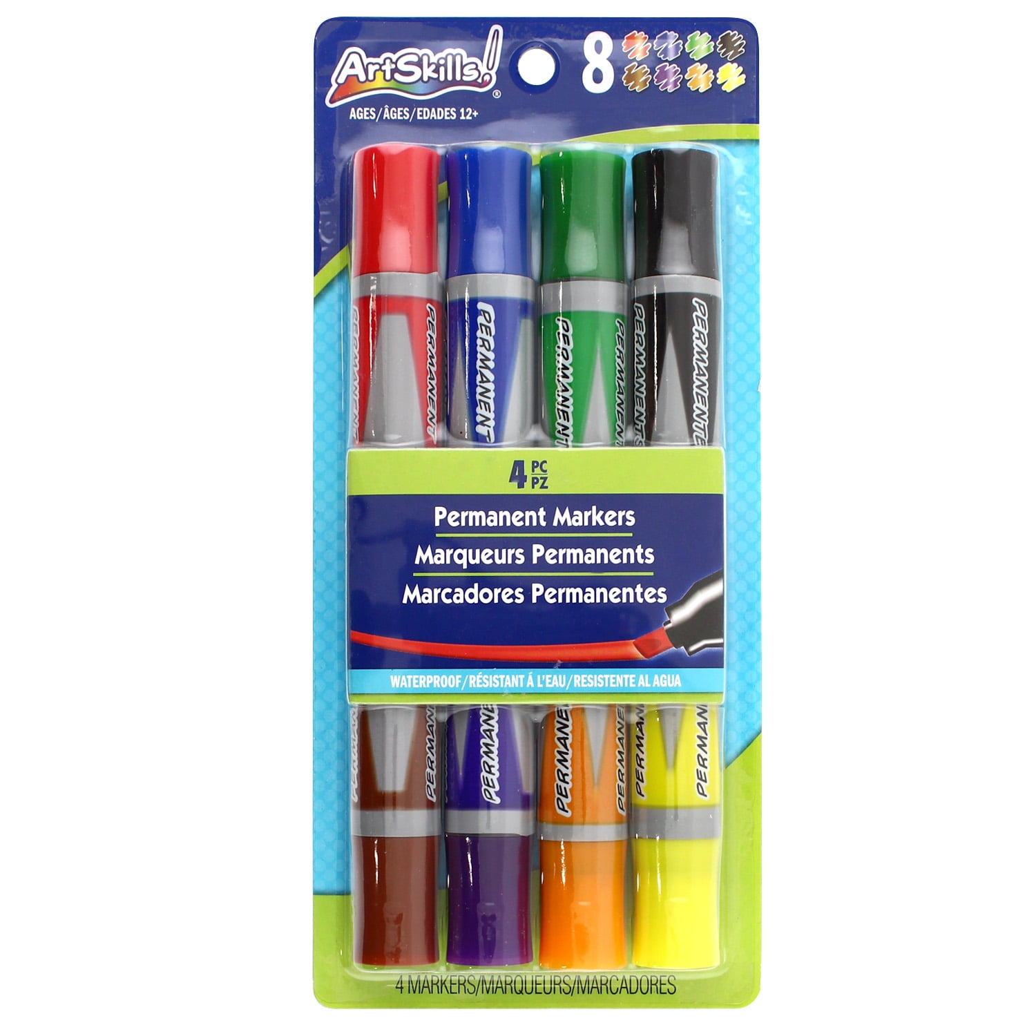 ArtSkills Jumbo Poster Markers for Kids, Neon Chisel Tip Markers,  Dual-Color Washable Markers, 8 Neon Colors, 4ct