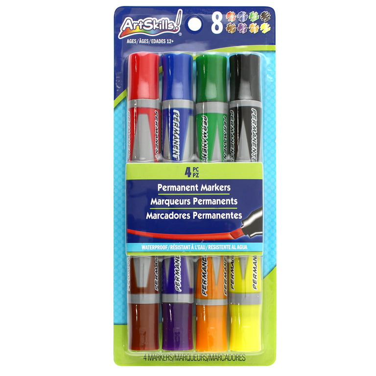 ArtSkills Dual-Ended Chisel Tip Poster Permanent Markers, 8 Colors