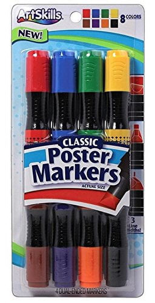 ArtSkills DualEnded Large Poster Markers, 8 Classic Colors, 4ct PA