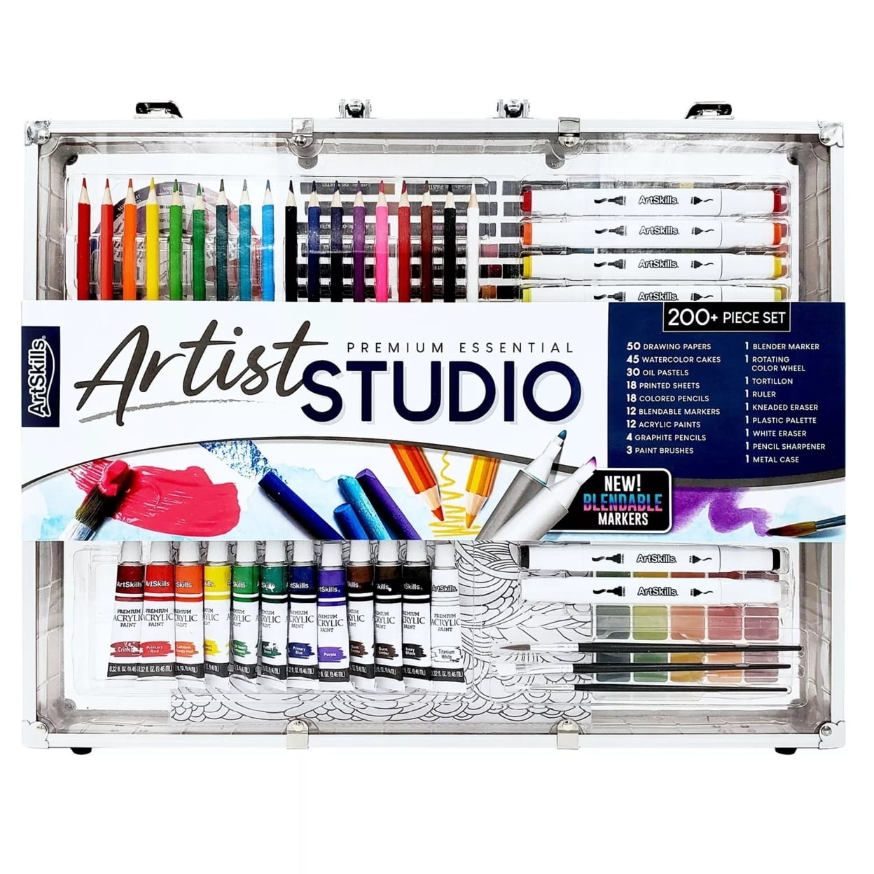 Premium Essential Artist Studio 200-Piece Portable Art Kit
